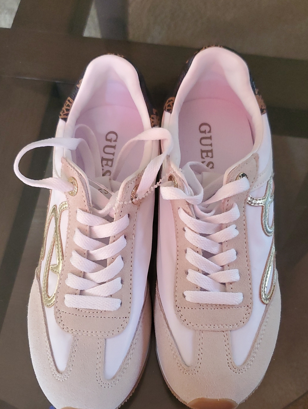 GUESS Pink & Gold Logo Lace-Up Women's Sneakers